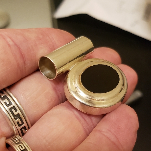 Sterling Silver And Onyx Pendant Mexico 925 - Picture 2 of 8